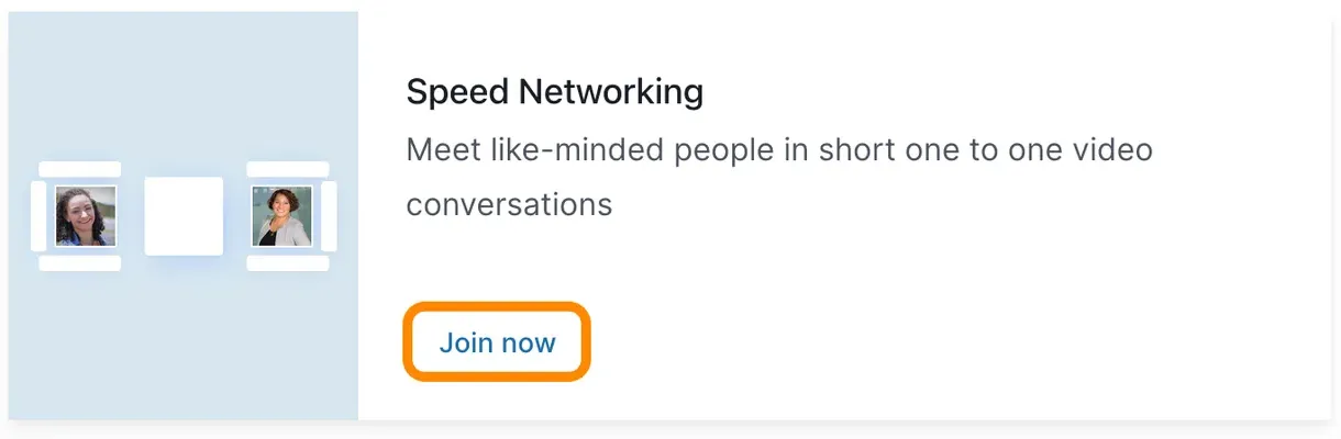 The Speed Networking card with its Join now button highlighted